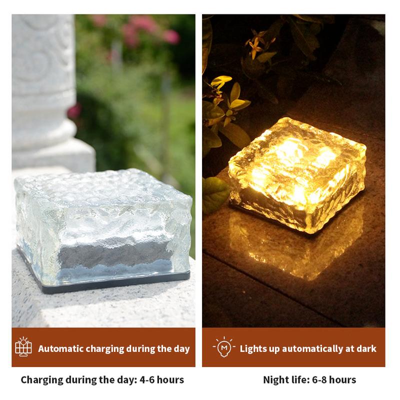 Lawn Solar Garden Light LED Brick Ice Cube Solar Lights Outdoor Decoration Lamp for Stair Pathway Driveway Landscape Patio