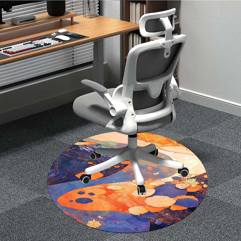 

1pc Lily Pond Office Round Area Rug, Indoor Mat Suitable For Office, Under Office Chairs Bedroom Living Room Home Decor, Room Deco 051 80cm by 80cm