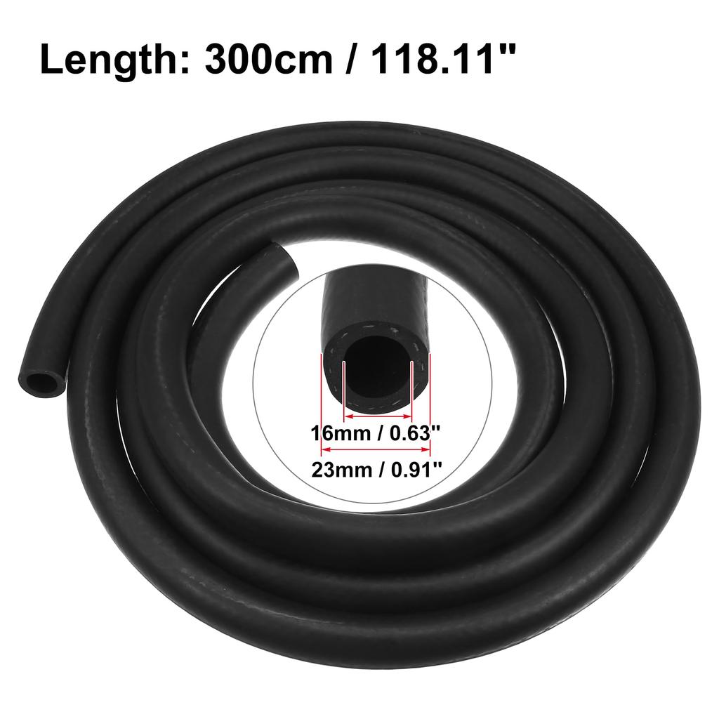 X AUTOHAUX Car Heater Flexible Straight Car Heater 300cm 16mm Inner Diameter Hose, Hose, Multi-Purpose Hose, Rubber, Black, Long,