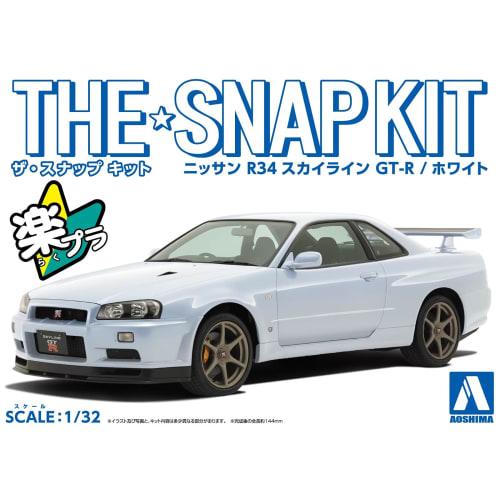 Aoshima Bunka Kyozai (AOSHIMA) 1/32 The Snap Kit Series Nissan R34 Skyline GT-R White Pre-Colored Plastic Model Kit 11-B