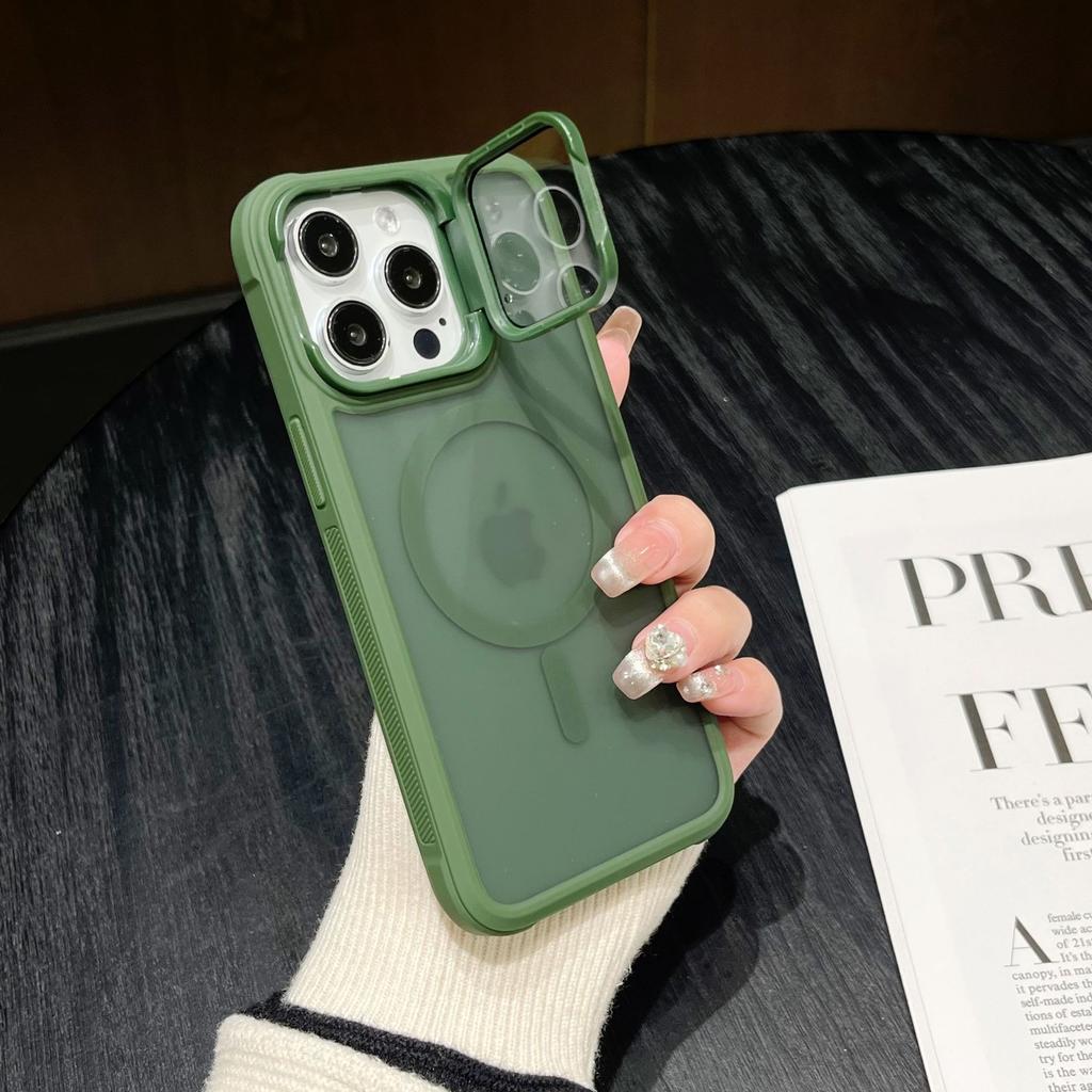 Luxury Bracket Stand Magnetic Phone Case for iPhone 16 15 14 Plus 13 12 11 16 Pro Max With Lens Protection Cover for Magsafe