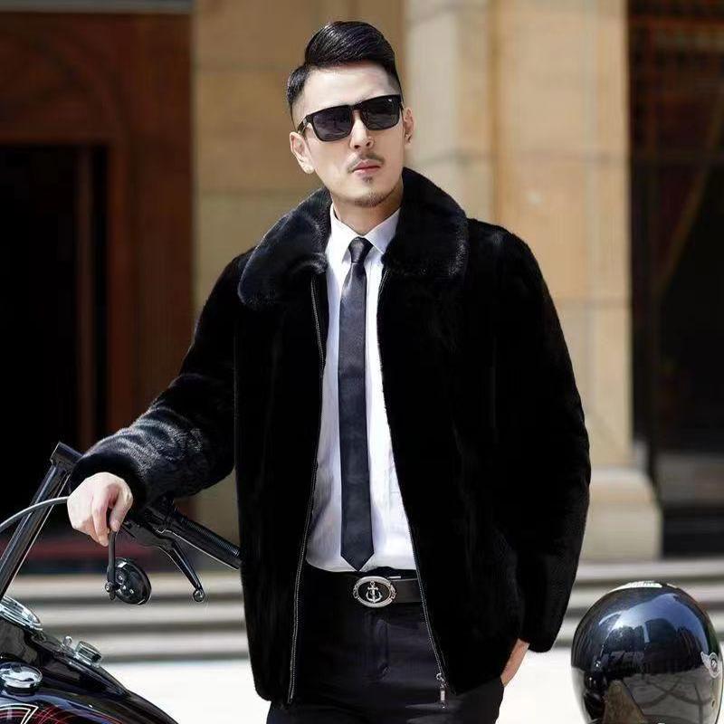 Fur Mink Fur Coat Men's Winter Coat Hooded Men's Mink Fur Men's Imitation Mink Fur Jacket Men's High-end
