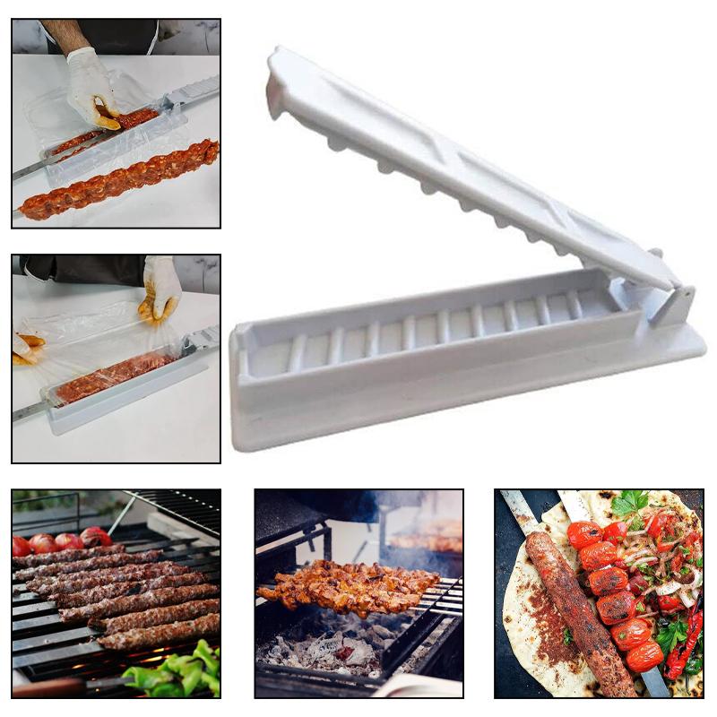Manual Kebab Maker Mold Plastic Meat Poultry Skewer Quick BBQ Press Tool for Outdoor Grilling Backyard Picnic Camp Kitchen Barbecue Accessory