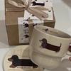 Tasse à café pour chien Teckel Tasse en céramique Mignon drôle Chien saucisse Tasse à café au lait avec anse Cadeau pour amoureux amis Cadeau de Noël