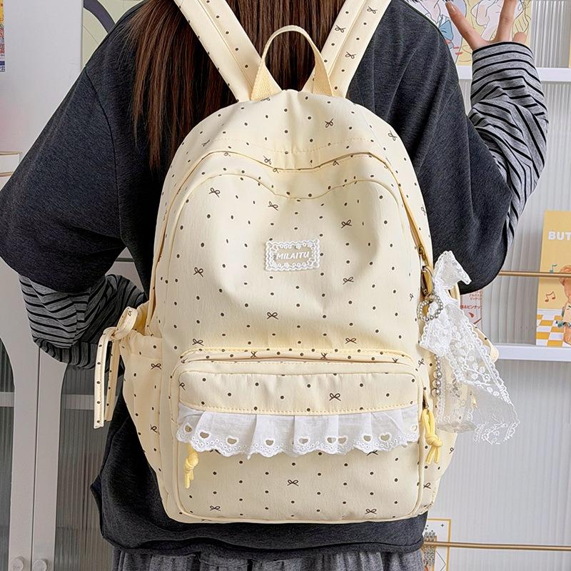 Zaino coreano ins stile college pois alto valore studente scuola media dolce pizzo morbido stile ragazza zaino da viaggio