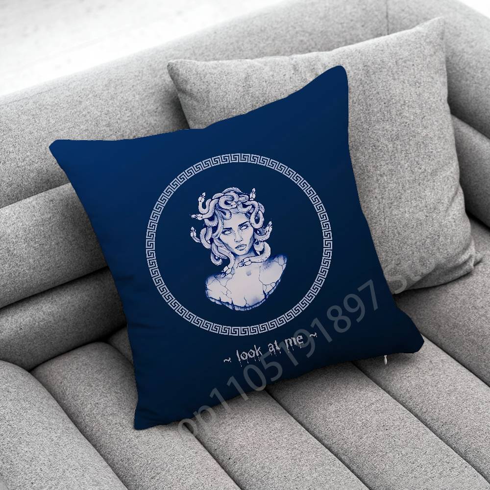 Medusa Greek Mythology Look At Me Throw Pillow Case For 50x50cm 30x30cm 55x55cm 45x45cm 40x40cm Square Bed Pillowcase Cover