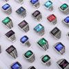 20 Pieces/lot Vintage Glass Rings For Women Men Mix Style Square Geometry Jewelry Party Gifts Wholesale