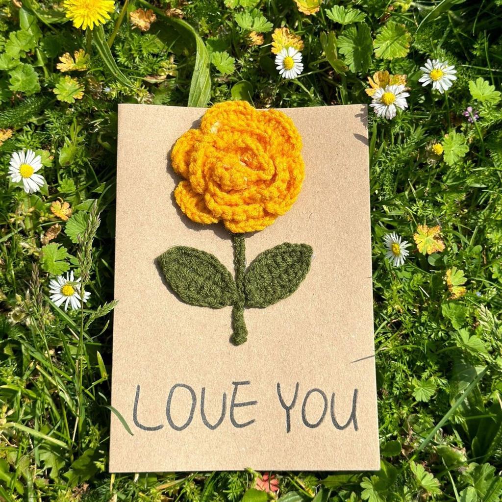 Handmade Crochet Greeting Cards, Cute Amigurumi Card Set For Valentine's Day Birthday Teacher's Day Mother's Day Christmas