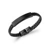 Fashionable Vintage Black Stainless Steel Bracelet Wholesale Woven Leather Cuff