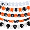 Eye-catching Halloween Backdrop 5 Pcs 10FT Banner, Spooky Spider Bat Skull Ghost Home Decor Pumpkin Hanging Bunting Garland for Party, Wall,