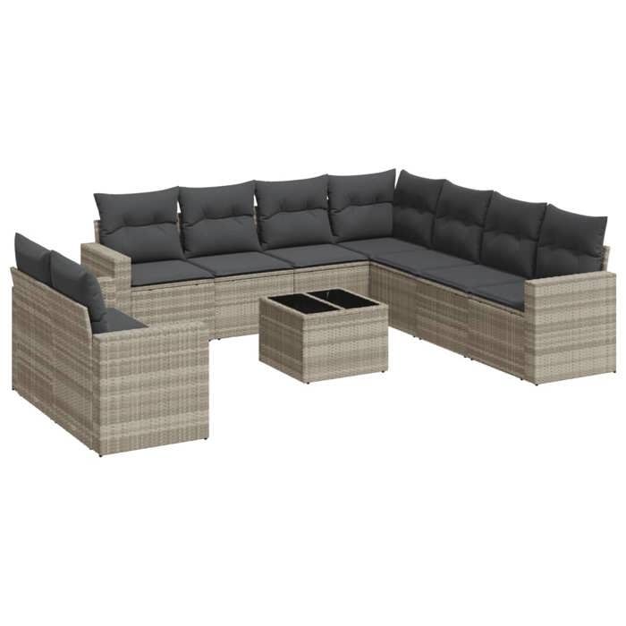 VidaXL Garden Lounge Set with Cushions 10 Pcs, Sofas with Adjustable Feet, Outdoor Furniture Set Patio Terrace, 3251499