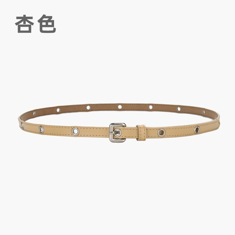 New cowhide women's belt personalized fashion gas eye rivet decorative belt women's fashion dress thin belt tide