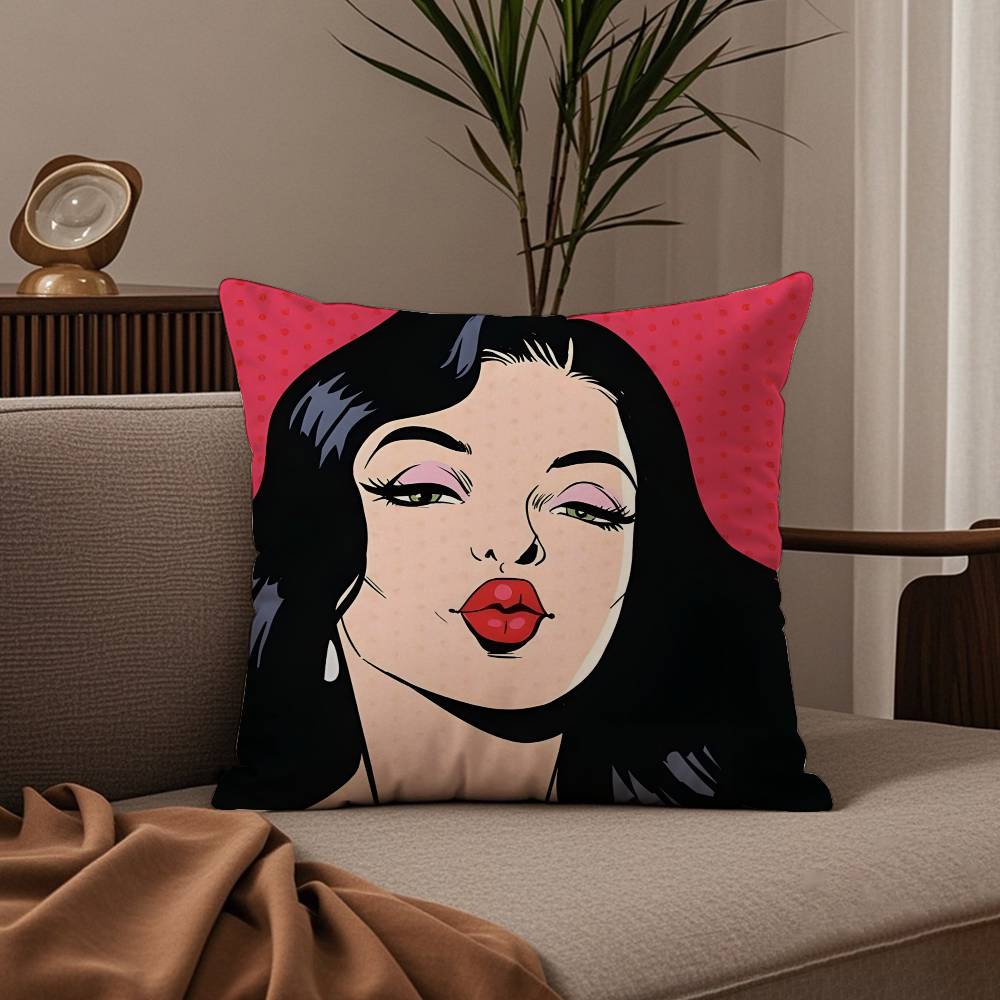 

R-Roy Lichtenstein Anime Pillow Case pattern printing pillowcase living room sofa cushion cover bedroom room decor 16x16Inch
