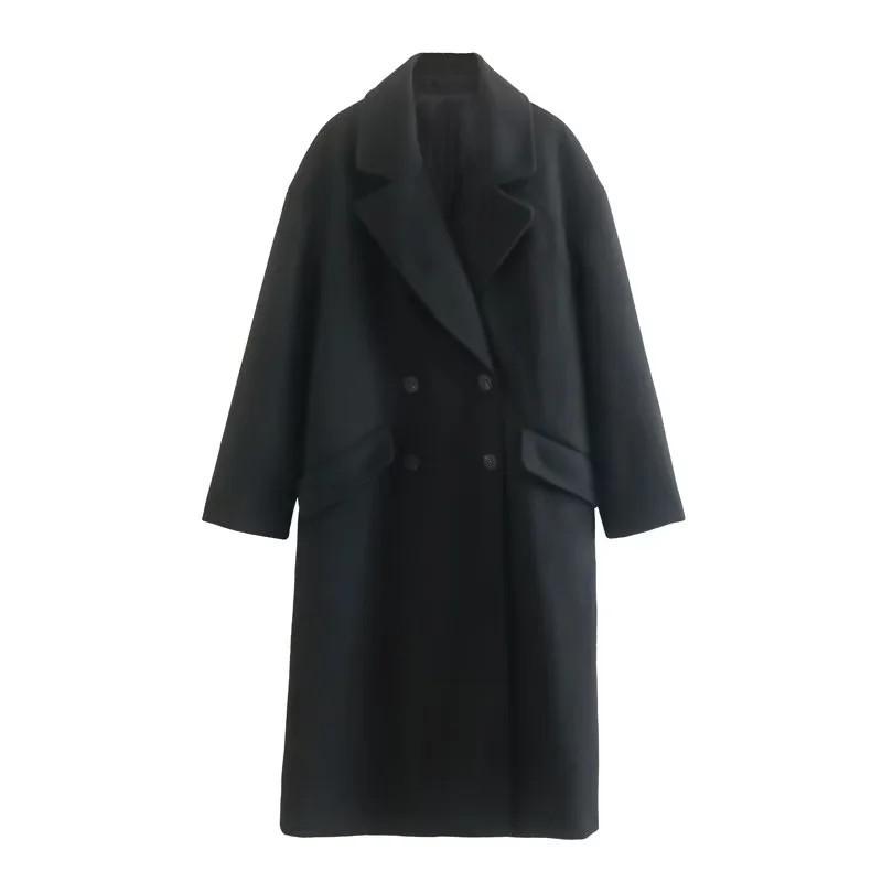 Autunno e Inverno Nuova Moda Stile Britannico Plus Cappotto Trench Lungo Cappotto Maniche Lunghe Tinta Unita Cappotto di Lana
