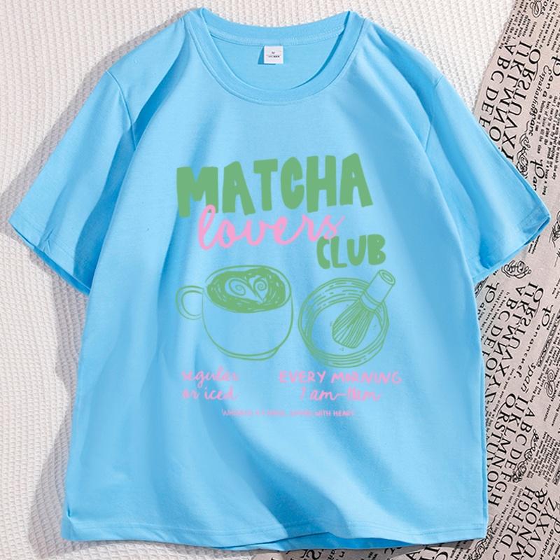 Matcha Lovers Club Tee Oversized T Shirt Cafe Aesthetic Graphic Tee Funny Tea TShirt for Men Women Streetwear