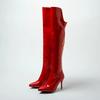 Fashion Super high heel heel women's boots patent leather bright leather shoes winter high leg over knee boots steel tube dancing shoes