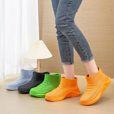 Kurze Röhre Mode wasserdichte Schuhe Damen Gummischuhe Küche Arbeit Regenstiefel Anti-Rutsch-Überschuhe Outwear Schuhe