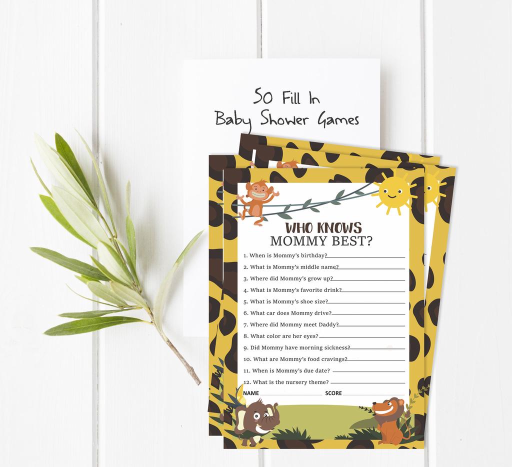 Inkdotpot 50 BabyA  AlphabetA  ABCA  GameA  Jungle Animals Baby Shower Game Gender Neutral Party
