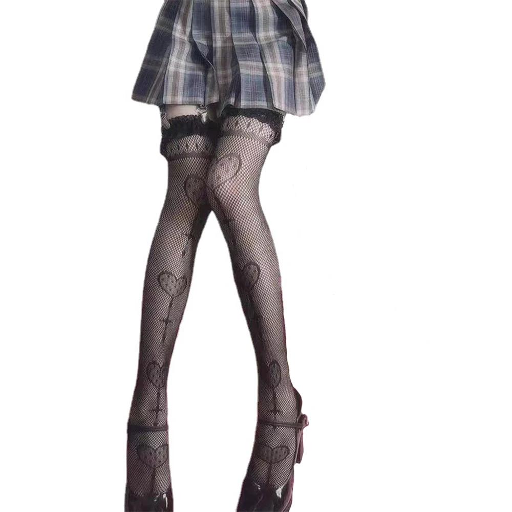 New Magic Heart Fishnet Socks JK Soft Sister Over the Knee Socks Adult Sexy Lace Lace Stockings