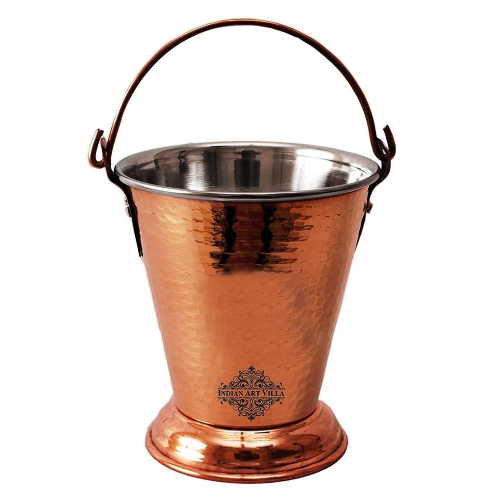 Steel Copper Hammered Design Bucket, Serveware & Tableware for Home, Hotel & Restaurants, Volume-400 ML