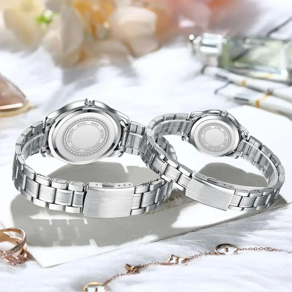 CHENXI 010 Partneruhr Sport Wasserdicht Leuchtende Quarzuhren Herren Edelstahl Großes Zifferblatt Armbanduhren Damen Armband