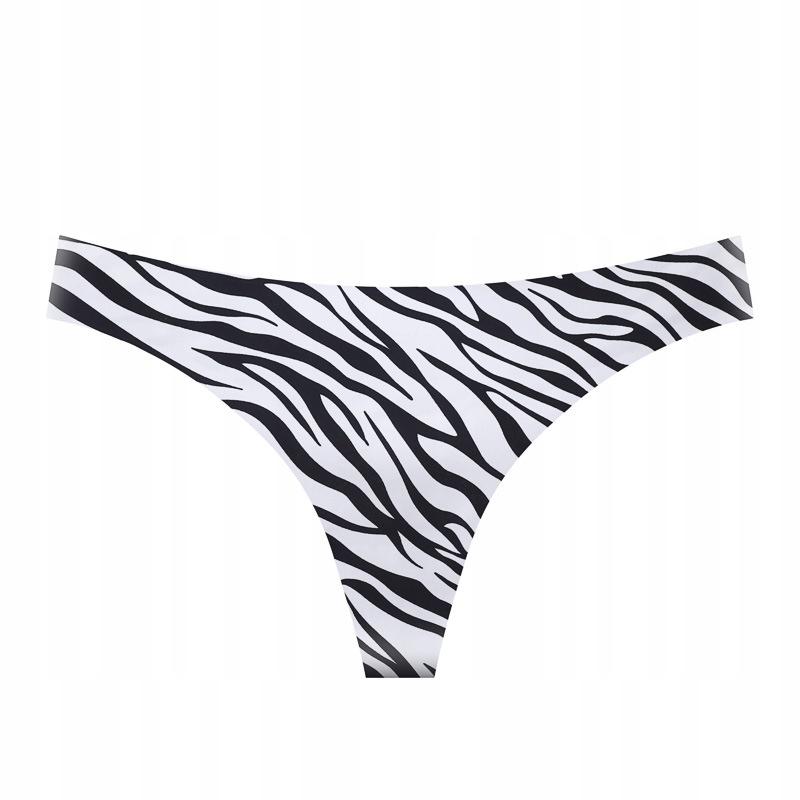 Stringi Damskie Seksowne L Z Niskim Stanem Miękkie Wzór Zebra Intimeo