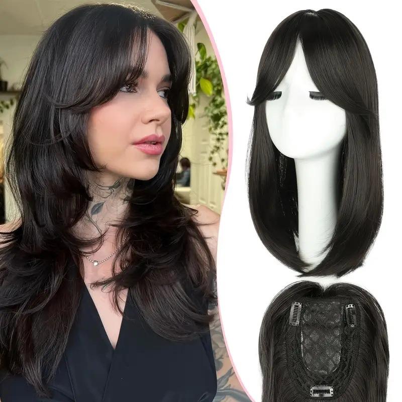 European American Wig Women With Eight Character Bangs Top Replacement Patch To Cover White Hair Lightweight Breathable
