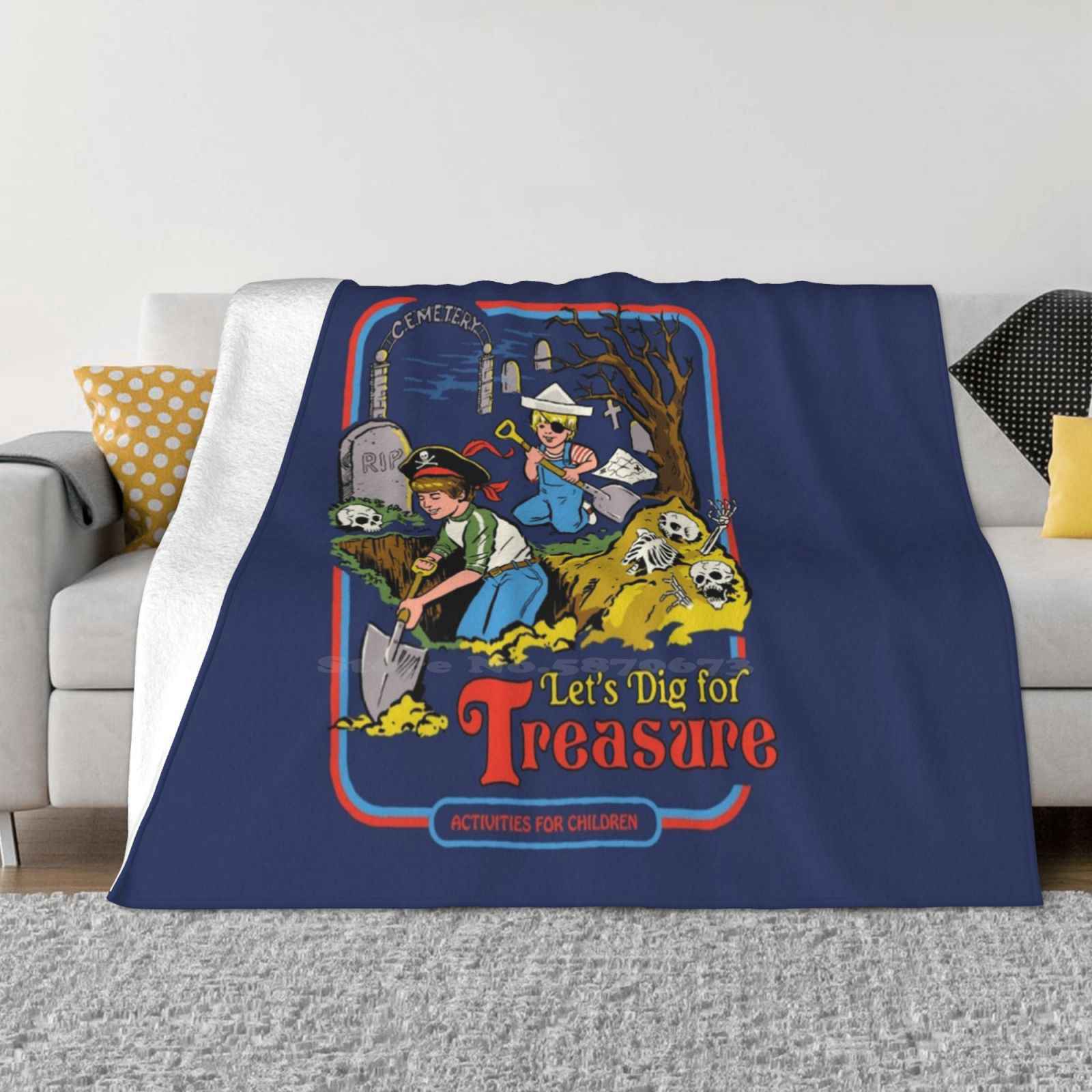 Let S Dig For Treasure Creative Design Comfortable Warm Flannel Blanket Pirates Gravedigger Treasure Activities Retro Vintage 30x40in