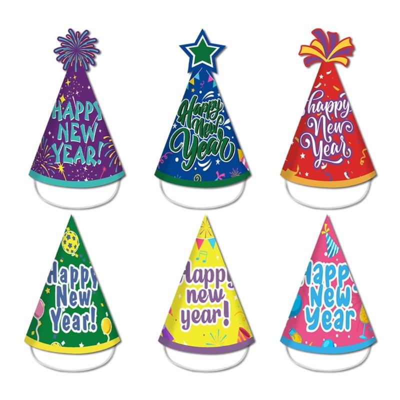 Christmas New Year Rainbow Paper Party Hat 6/12PCS Holiday Celebration Decoration for Kids Adult Festival Celebration