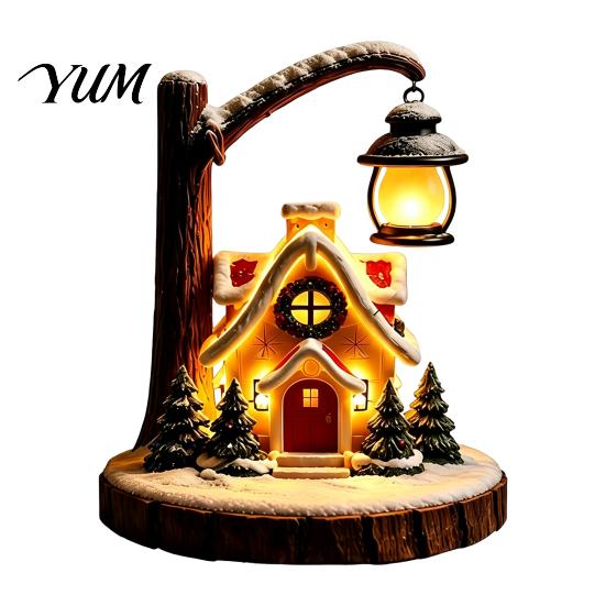 Bedside Lighting for Kids Room Christmas Santa Claus Reading Lantern, Snowman Elk LED Night Light with Warm Resin Desk Lamp Dormitory Glow,