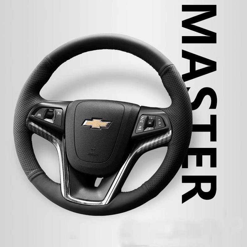AABHO1 For Chevrolet Camaro 5 Gen 2014 2015 RS Hand Stitched Non-slip Car Steering Wheel Cover DIY Black Napa Leather Car Interior
