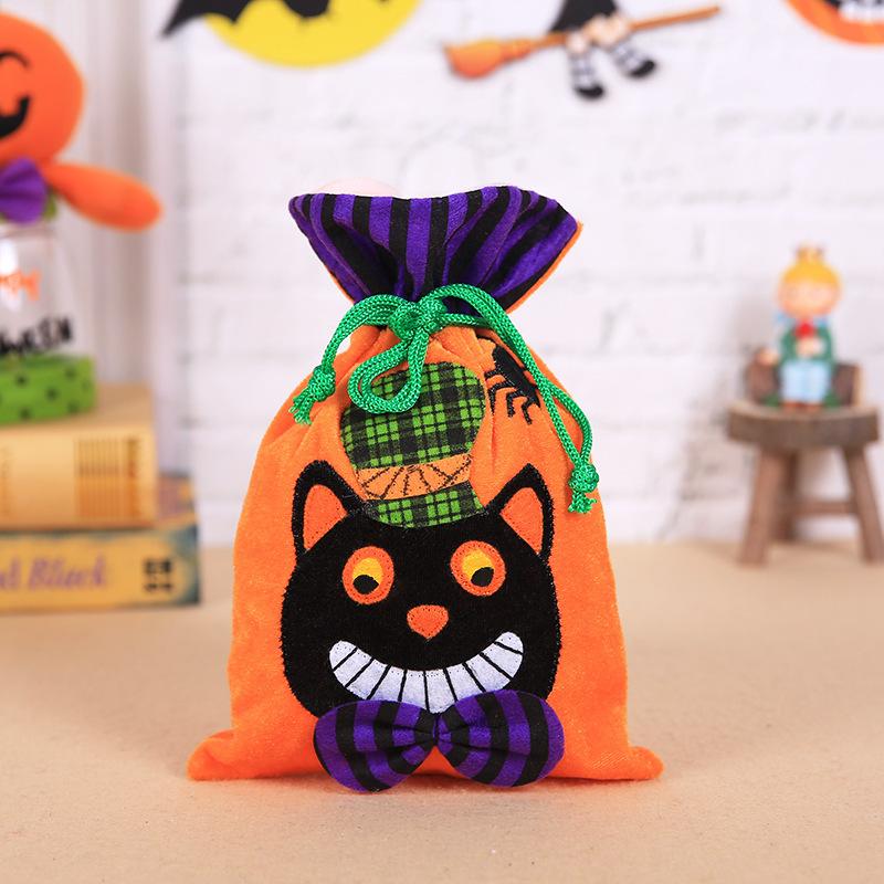 Halloween Velvet Candy Bags for Kids Trick-or-Treat Pumpkin Witch Drawstring Pouch Party Favors
