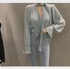 New V-Neck Trumpet Sleeve Loose Fit Casual Long-Sleeve Women's Top