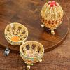 Egg Shape Jewelry Storage Box Inlaid Gem Organizer Exquisite Hollowed-Out Alloy Storage Jar Earrings Ring Dresser Decorative