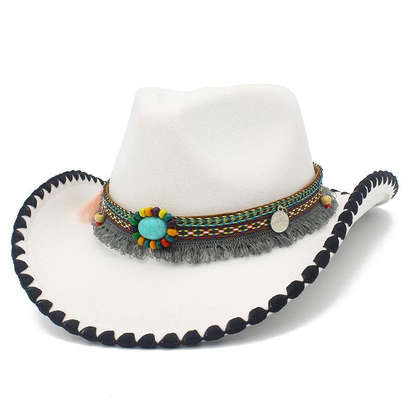 JYL TS DIY Западная соломенная ковбойская шляпа уличная повседневная кепка плетеная соломенная White_ чайной розы