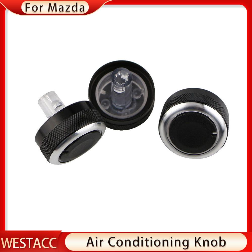3Pcs/set Alumnium Alloy Car Air Conditioning Knob for Mazda 3 Axela 2014-2017 AC Heater Control Switch Knob Parts