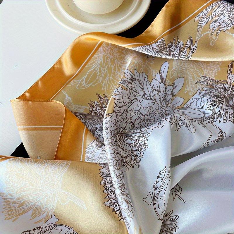 90 * 90cm Silk Scarf Women's Square Scarf New Printed Retro Baotou Scarf Satin Scarf