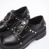 2026 Frühling Nieten Totenkopf Dunkle Kette Übergröße Lederschuhe