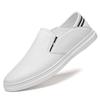 Men's Top Layer Cowhide Slip-on Loafers, Soft Sole, Versatile White Casual Shoes