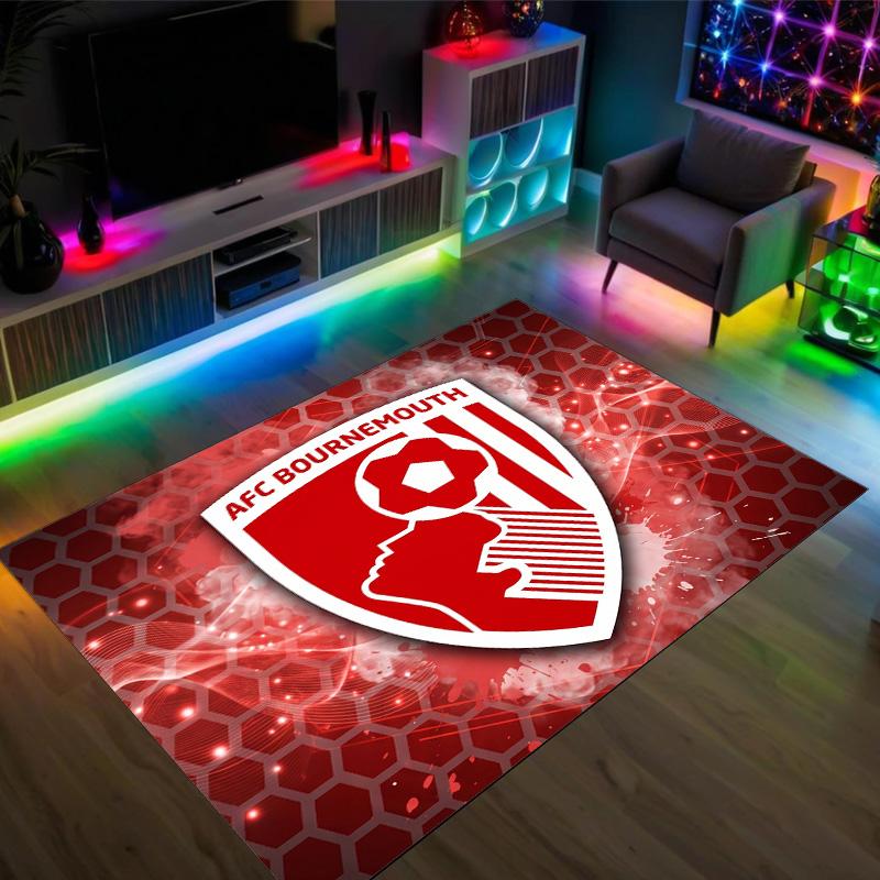 Bournemouth Football Design Crystal Velvet Carpet Cozy Non?Slip Printed Rug For Bedroom Living Room Entrance