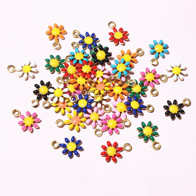 20pcs 10x7mm Small Flower Charms Pendant Enamel Stainless Steel DIY Jewelry Making Accessories Findings for Necklace Earrings