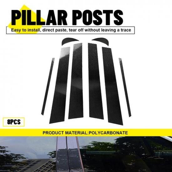 8PCS Chrome/Carbon Post Fiber Pillar Trim Door Window For Toyota Camry 2018-2024