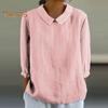 Women Shirt Doll Collar 3/4 Sleeve Pullover Tops Solid Color Loose Fit Thin Shirt Tops Casual Daily Wear