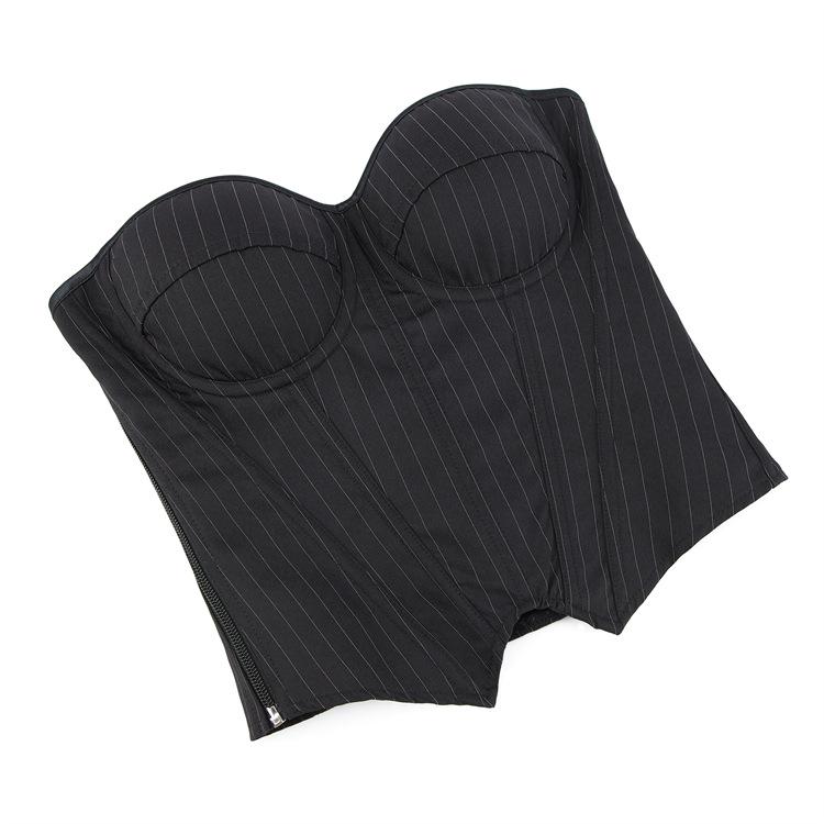 Damski Pasiasty Kształtujący Bielizna Podtrzymująca z Fiszbinami - Styl Dworski