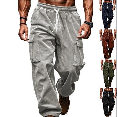 Corduroy Pants For Men, Autumn And Winter Casual Breathable Wide Leg Multi Pocket Straight Leg Pants