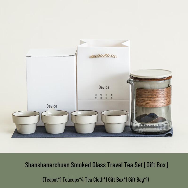 Shanshan Erchuan Smoky Glass Travel Tea Set