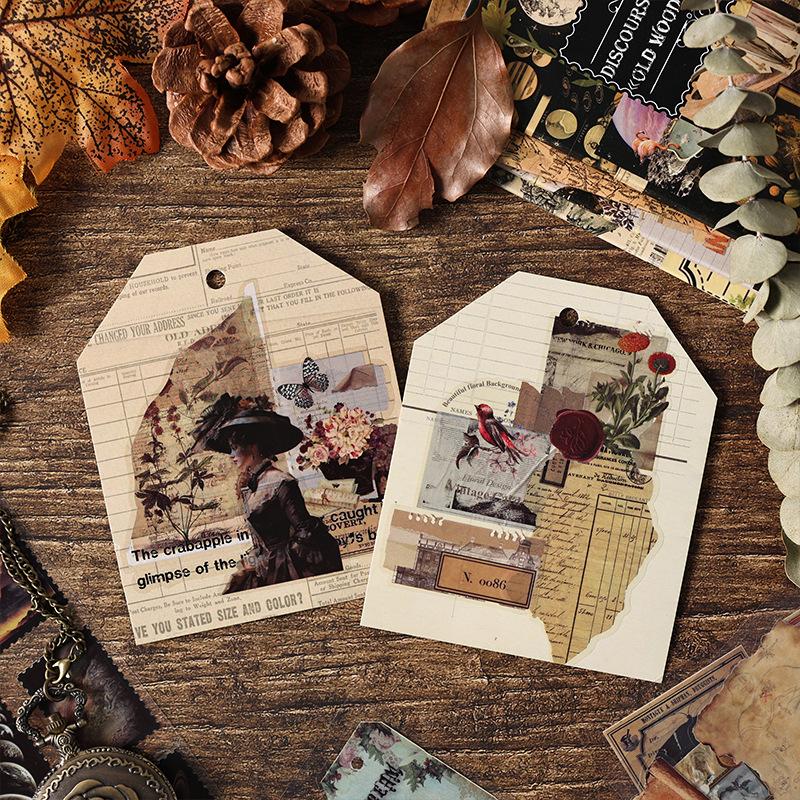 20 Pieces of PET Material Retro Scrapbook Stickers Book Creative DIY Collage Materials Journal Essential Supplies