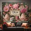 2D Pink Peony Teaware Backdrop, Afternoon Tea & Princess Themed Party Decoration