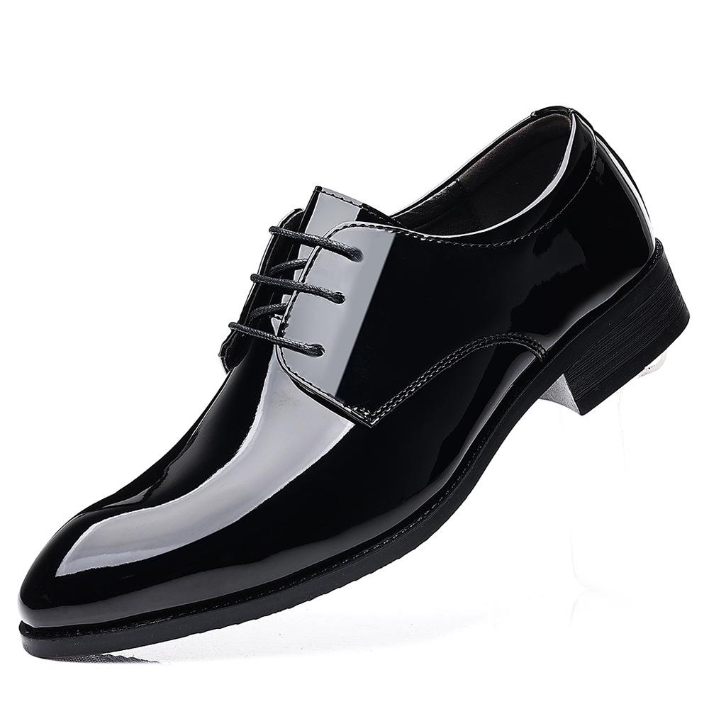 2025 Spring Men's Large Size Formal Black Leather British Business Wedding Shoes