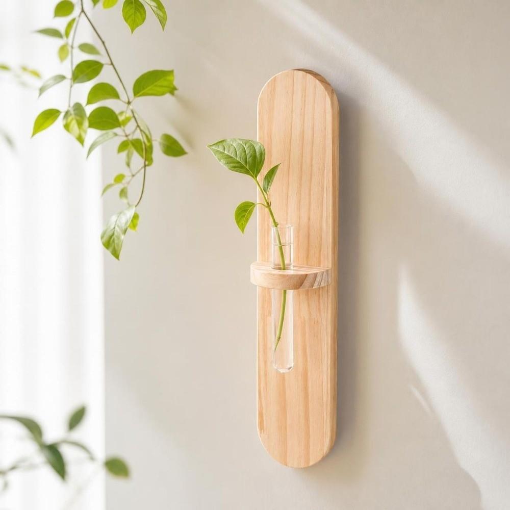 Wooden Wall Mounted Planter Vase Water Plant Tube Stand Wall Decoration Wall Decoration